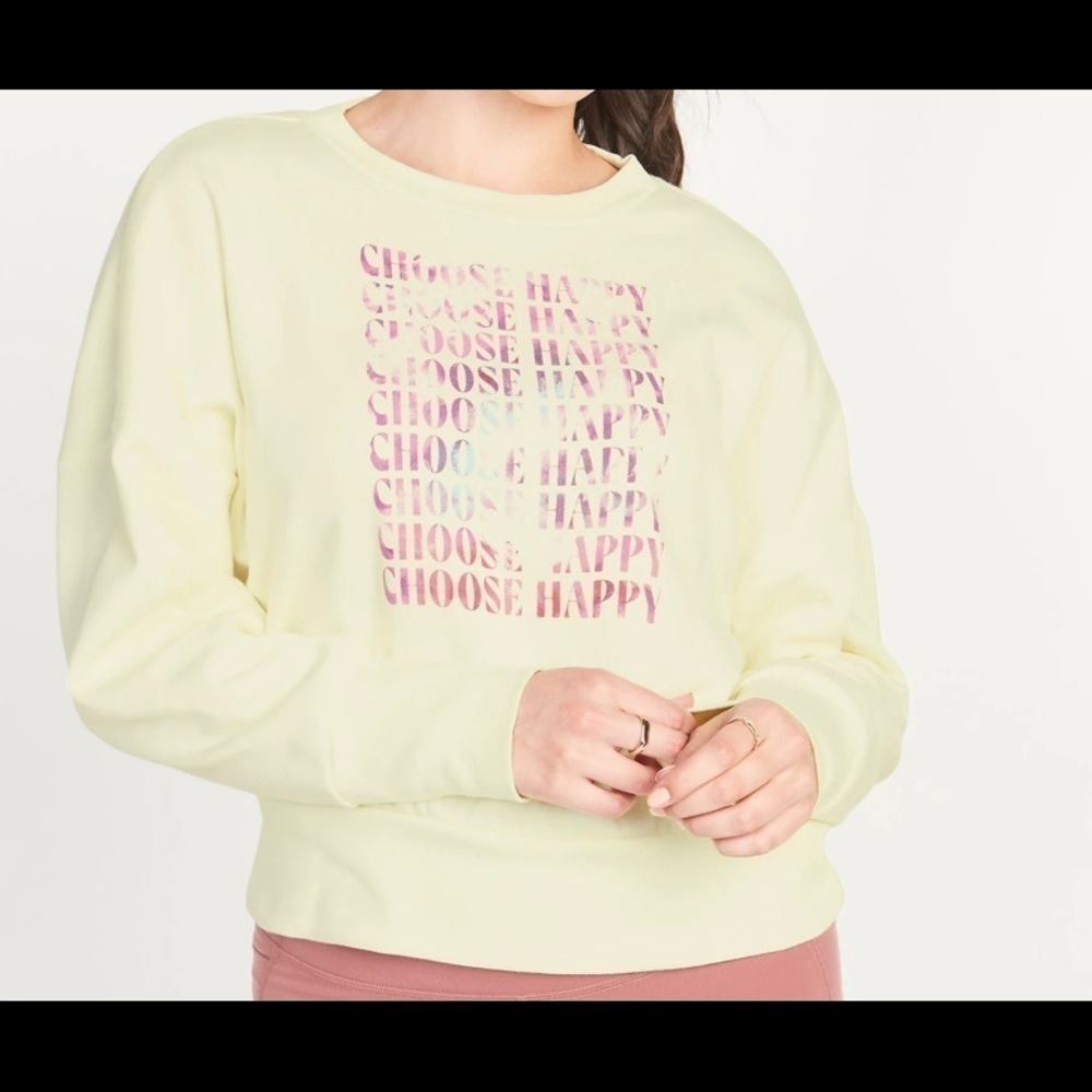 NWT Loose Graphic Cropped Crewneck Sweatshirt Med